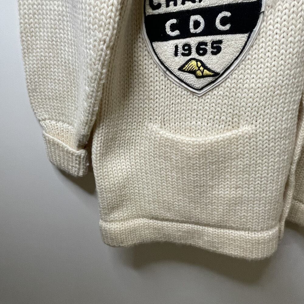 VTG 60s Letterman Cream Cardigan Varsity Letter Sweater Track Running Champs 42 - Picture 7 of 16